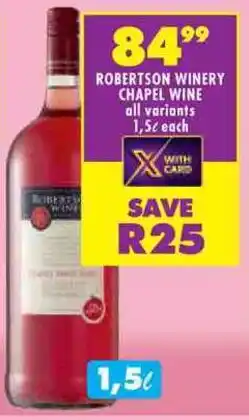 Shoprite Robertson winery chapel wine offer