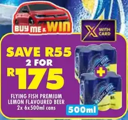 Shoprite Flying fish premium lemon flavoured beer cans offer