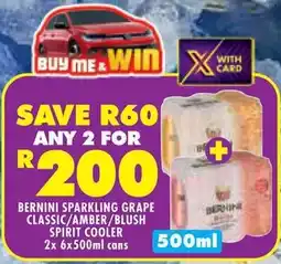 Shoprite Bernini sparkling grape classic/ amber/ blush spirit cooler cans offer