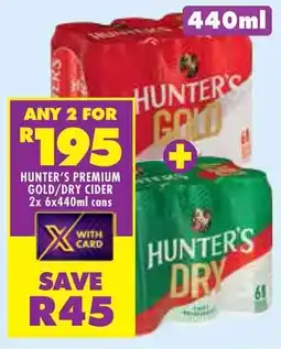 Shoprite Hunter's premium gold/ dry cider cans offer