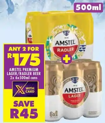 Shoprite Amstel premium lager/ radler beer cans offer