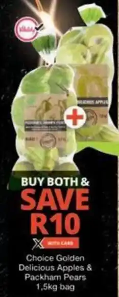 Checkers Hyper Choice Golden Delicious Apples & Packham Pears offer