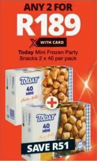 Checkers Hyper Today Mini Frozen Party Snacks offer