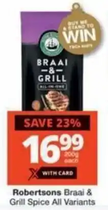 Checkers Hyper Robertsons Braai & Grill Spice All Variants offer
