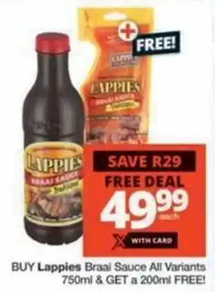 Checkers Hyper Lappies Braai Sauce All Variants offer