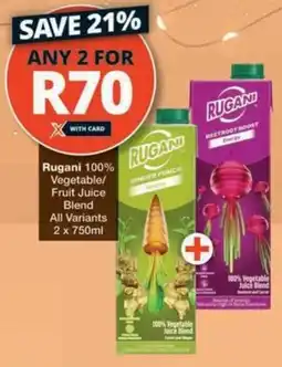 Checkers Hyper Rugani 100% Vegetable/ Fruit Juice Blend All Variants offer