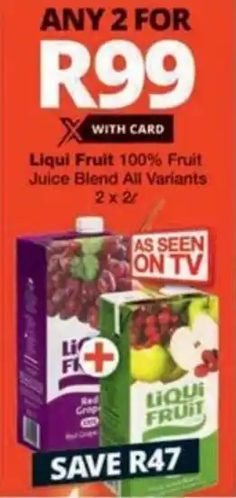 Checkers Hyper Liqui Fruit 100% Fruit Juice Blend All Variants offer