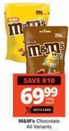 Checkers Hyper M&M's Chocolate All Variants offer