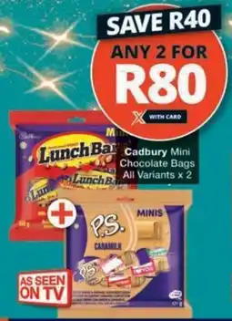 Checkers Hyper Cadbury Mini Chocolate Bags All Variants offer