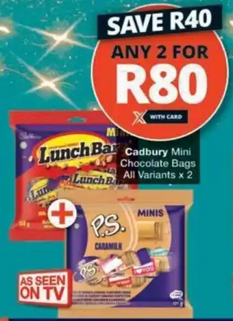 Checkers Hyper Cadbury Mini Chocolate Bags All Variants offer