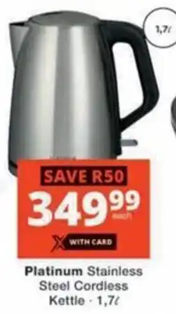 Checkers Hyper Platinum Stainless Steel Cordless Kettle offer