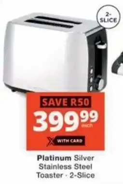 Checkers Hyper Platinum Silver Stainless Steel Toaster offer