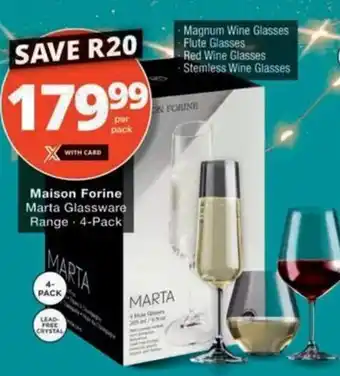 Checkers Hyper Maison Forine Marta Glassware Range offer