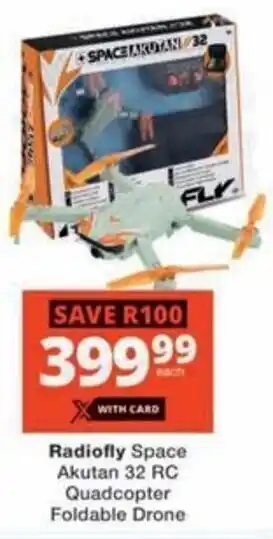 Checkers Hyper Radiofly Space Akutan 32 RC Quadcopter Foldable Drone offer