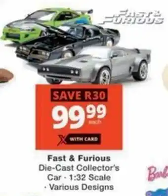 Checkers Hyper Fast & Furious Die-Cast Collector's Car offer