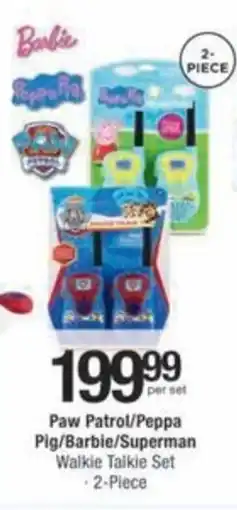 Checkers Hyper Paw Patrol/ Peppa Pig/ Barbie/ Superman Walkie Talkie Set offer