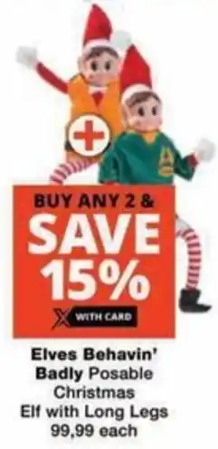 Checkers Hyper Elves Behavin' Badly Posable Christmas Elf with Long Legs offer