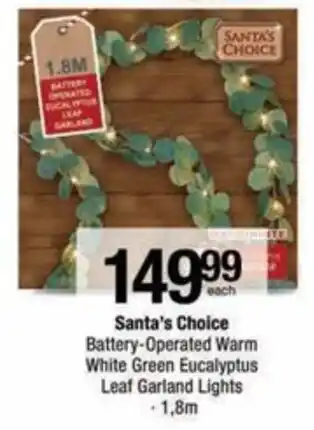 Checkers Hyper Santa's Choice Battery-Operated Warm White Green Eucalyptus Leaf Garland Lights offer