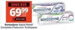 Checkers Hyper Sensodyne Rapid Relief/ Complete Protection Toothpaste offer