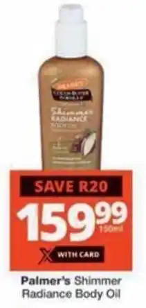 Checkers Hyper Palmer's Shimmer Radiance Body Oil offer