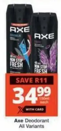 Checkers Hyper Axe Deodorant All Variants offer