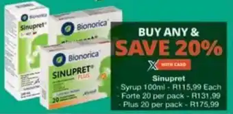 Checkers Hyper Sinupret Syrup offer