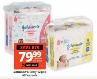 Checkers Hyper Johnson's Baby Wipes All Variants offer
