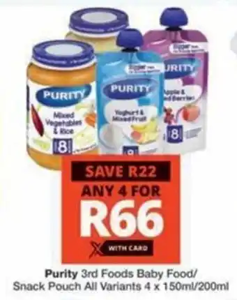 Checkers Hyper Purity 3rd Foods Baby Food/ Snack Pouch All Variants offer