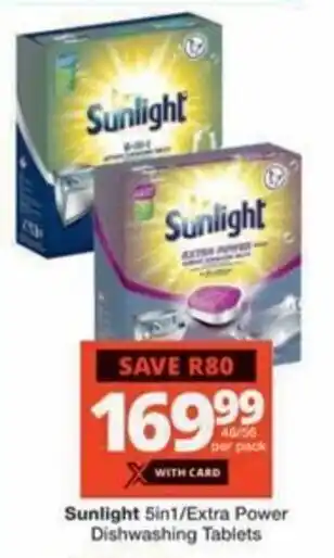 Checkers Hyper Sunlight 5in1/ Extra Power Dishwashing Tablets offer