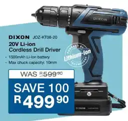 Cash Crusaders Dixon 20V Li-ion Cordless Drill Driver offer