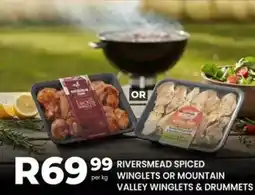 Take 'n Pay Riversmead spiced winglets or mountain valley winglets & drummets offer