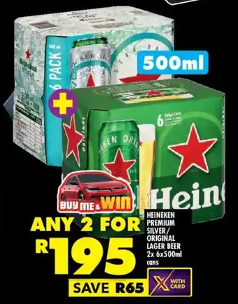 Shoprite Liquor Heineken premium silver/ original lager beer cans offer