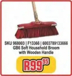 Cashbuild GB6 Soft Household Broom with Wooden Handle offer