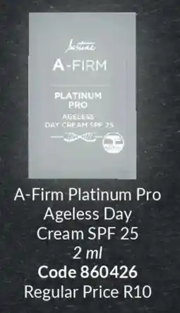 Justine A-Firm Platinum Pro Ageless Day Cream SPF 25 offer