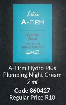 Justine A-Firm Hydro Plus Plumping Night Cream offer