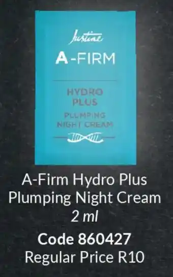 Justine A-Firm Hydro Plus Plumping Night Cream offer
