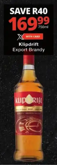 Checkers Klipdrift Export Brandy offer