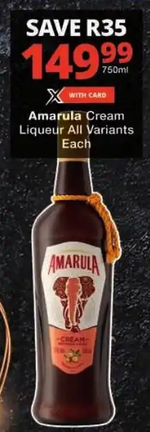 Checkers Amarula Cream Liqueur All Variants offer