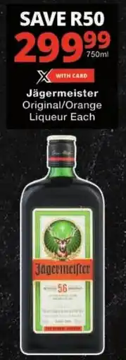 Checkers Jägermeister Original/ Orange Liqueur offer