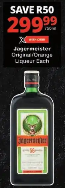 Checkers Jägermeister Original/ Orange Liqueur offer