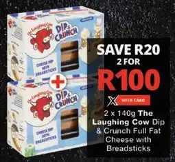 Checkers The Laughing Cow Dip & Crunch Full Fat Cheese with Breadsticks offer