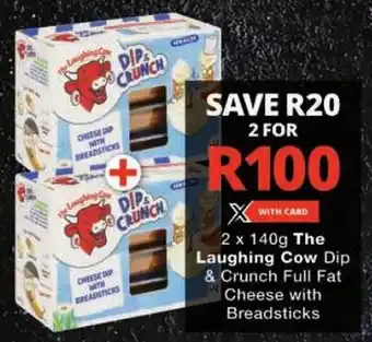Checkers The Laughing Cow Dip & Crunch Full Fat Cheese with Breadsticks offer