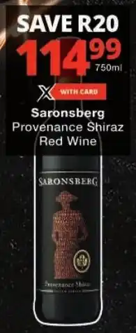 Checkers Saronsberg Provenance Shiraz Red Wine offer