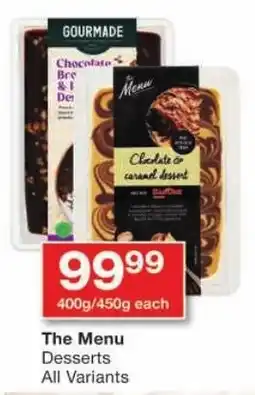 Checkers The Menu Desserts All Variants offer