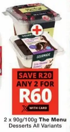 Checkers The Menu Desserts All Variants offer