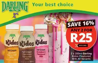 Checkers Darling Kidos Flavoured Milk All Variants offer