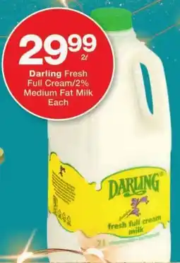 Checkers Darling Fresh Full Cream/ 2% Medium Fat Milk offer