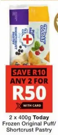 Checkers Today Frozen Original Puff/ Shortcrust Pastry offer