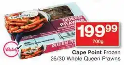 Checkers Cape Point Frozen 26/30 Whole Queen Prawns offer