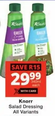Checkers Knorr Salad Dressing All Variants offer